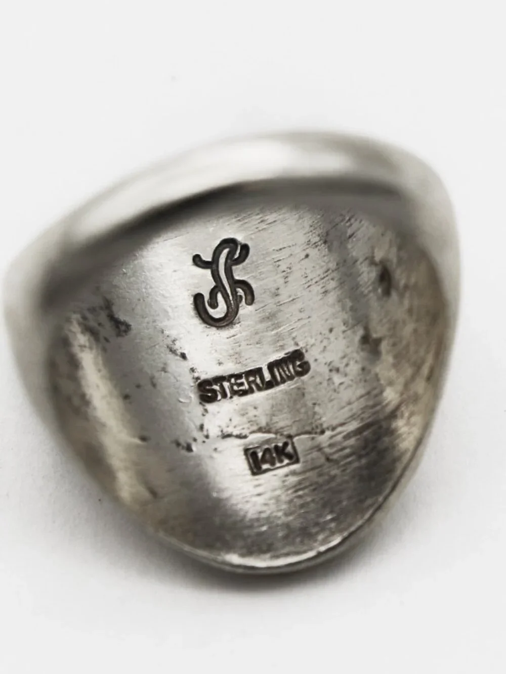 Native American Navajo Calvin Peterson Bear 14K Gold Sterling Silver Ring